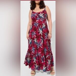 Torrid Red and Blue Floral Maxi Dress size 1